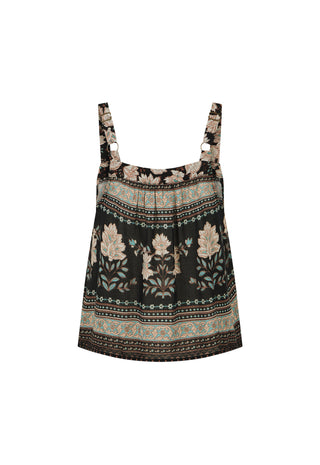a-sleeveless-camisole-top-with-a-bohemian-style-floral-and-geometric-print-featuring-a-black-base-with-beige-brown-and-teal-patterns-shown-against-a-plain-white-background